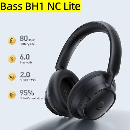Bass EH10 NC Wireless Headphones Bluetooth 6.0 Noise Canceling 45Db over Ear Headsetspatial Audio Earphone 80H Time